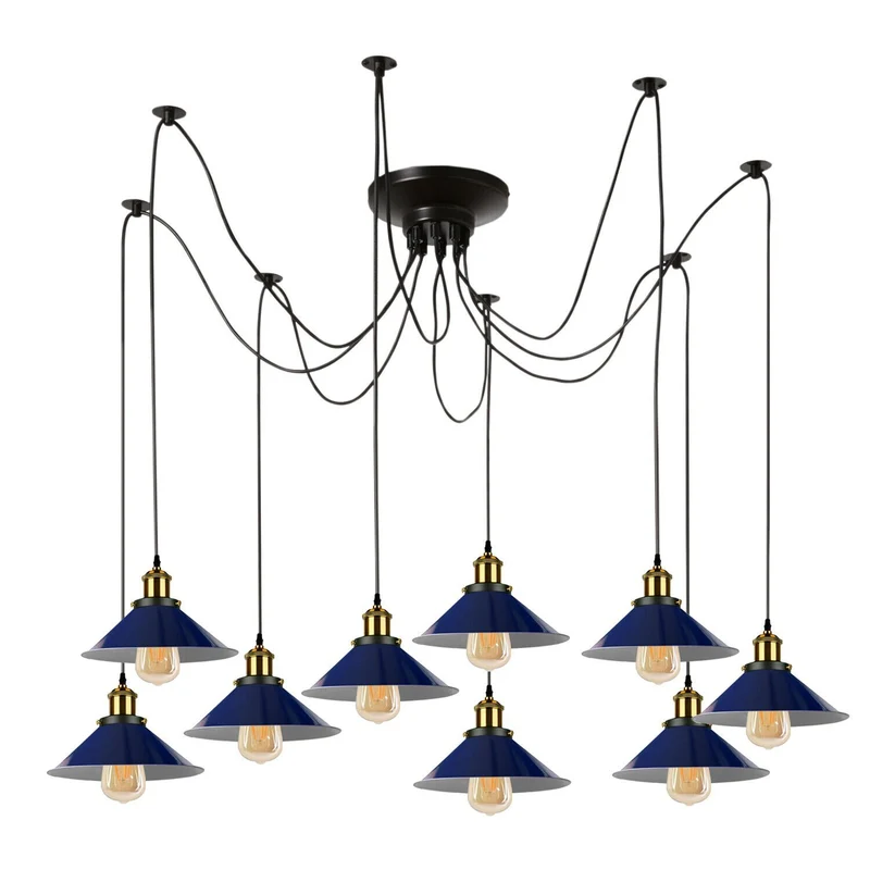 Mehrkopf Industrial Pendelleuchte | 1-9 flammig Spinnen Hängelampe blau~4047