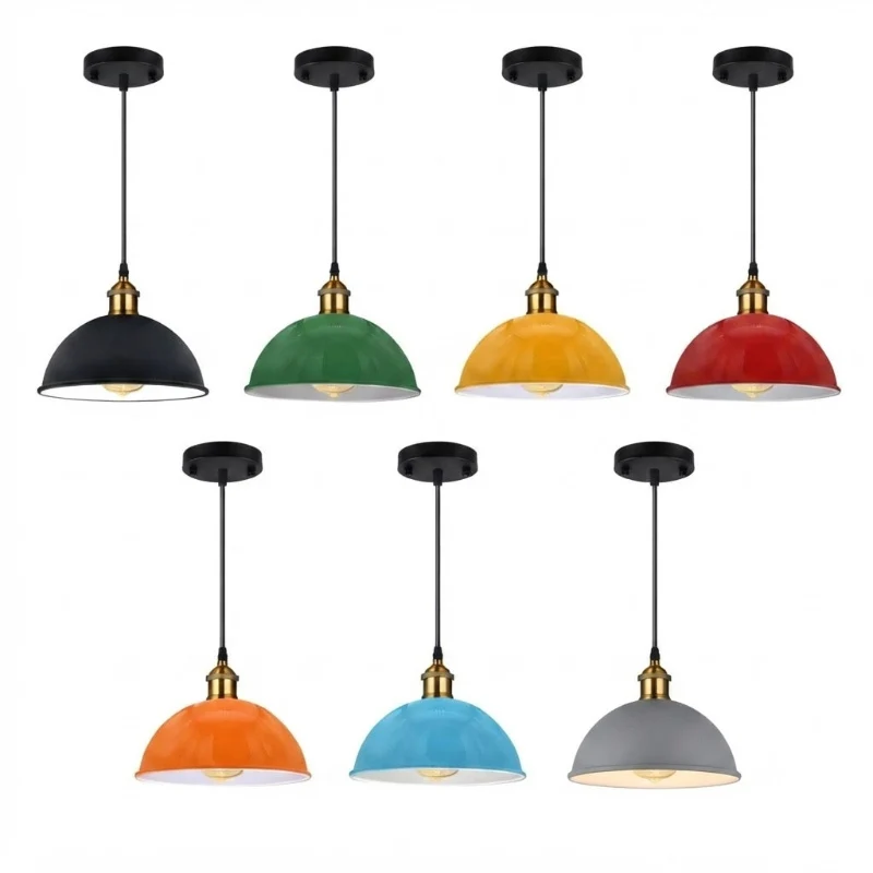 Vintage Pendelleuchte Farbig Industriestil Hängeleuchte ~3990