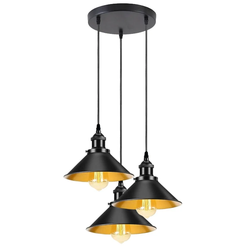 Vintage Pendelleuchte Schwarz 1- & 3-flammig Hängelampe ~3985