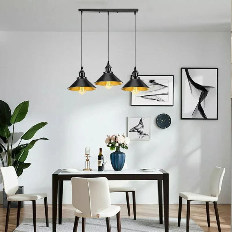 Vintage Pendelleuchte Schwarz 1- & 3-flammig Hängelampe ~3985