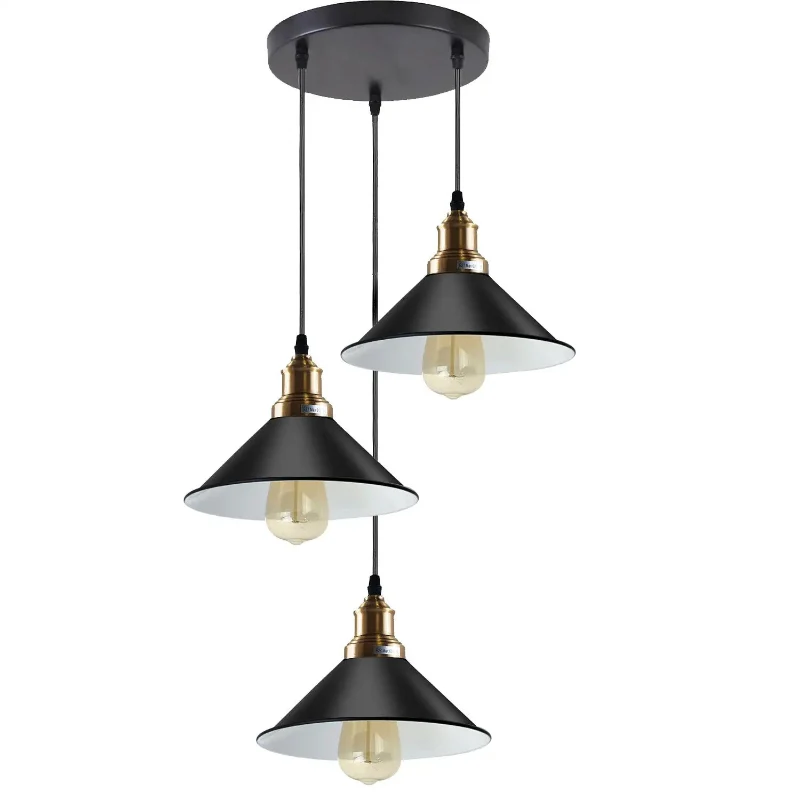 Vintage Pendelleuchte Schwarz 1- & 3-flammig Hängelampe ~3985
