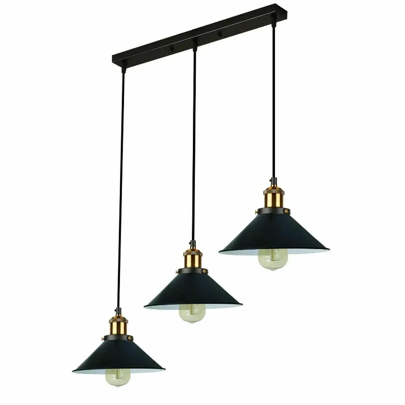 Vintage Pendelleuchte Schwarz 1- & 3-flammig Hängelampe ~3985