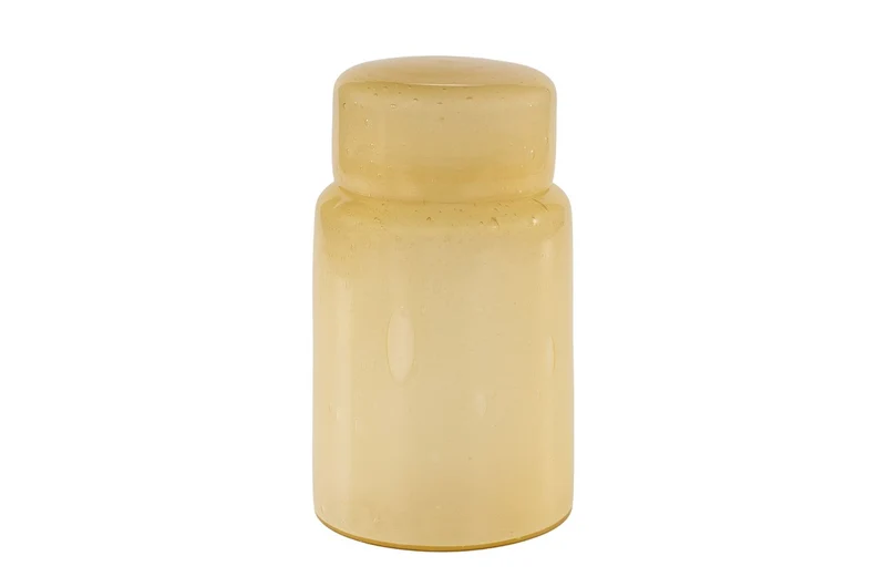 Casa Padrino Luxus Vasen 2er Set Ocker - Zwei Deko Gefäße aus durchgefärbtem Glas - Luxus Deko Accessoires