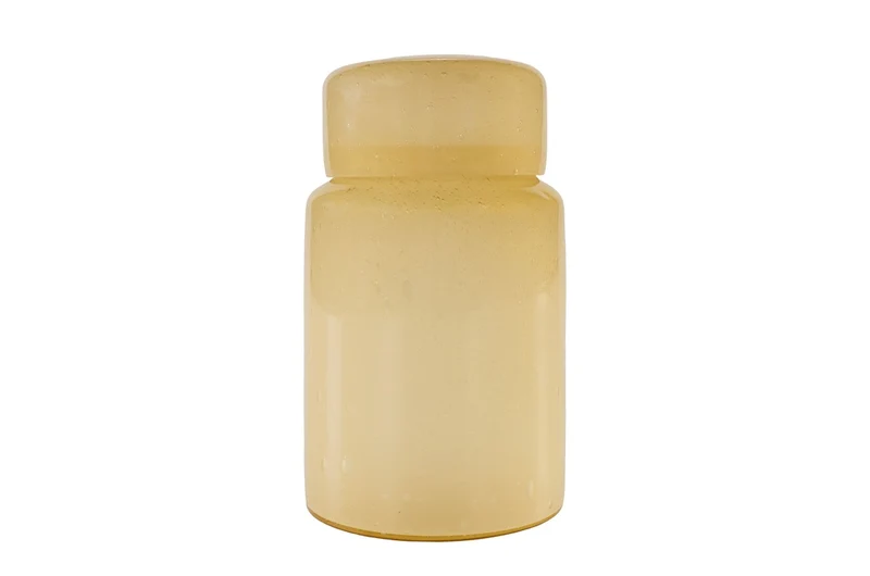 Casa Padrino Luxus Vasen 2er Set Ocker - Zwei Deko Gefäße aus durchgefärbtem Glas - Luxus Deko Accessoires