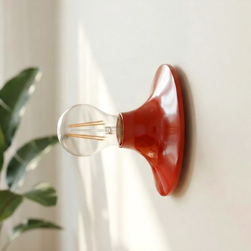 Minimalistische Wand & Deckenleuchte E27 | Retro Lampe Schwarz Rot Weiß~3906