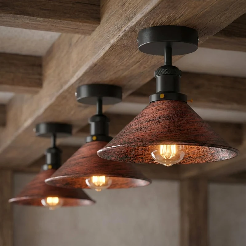 Retro Bistrolampe Decke – Industrie Vintage Deckenleuchte | Ø22cm | E27 ~4007
