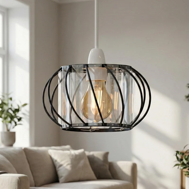 Kristall Glas Hänge Pendel Lampe Deckenleuchte~4024