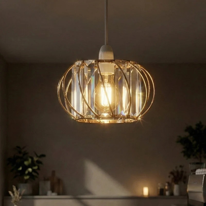 Kristall Glas Hänge Pendel Lampe Deckenleuchte~4024