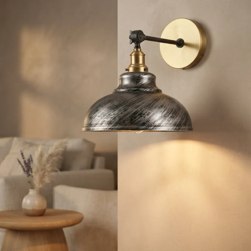 Verstellbare Wandleuchte – Vintage Werkstattlampe Industrie Wandlampe | Ø 29cm | E27 ~4060