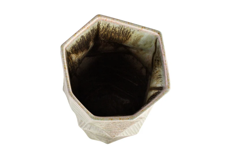 Casa Padrino Luxus Vase Ø 14 x H. 55 cm - Hohe schlanke Vase Abstract aus Steingut mit Dekor in Pastelltönen - Luxus Deko Accessoires