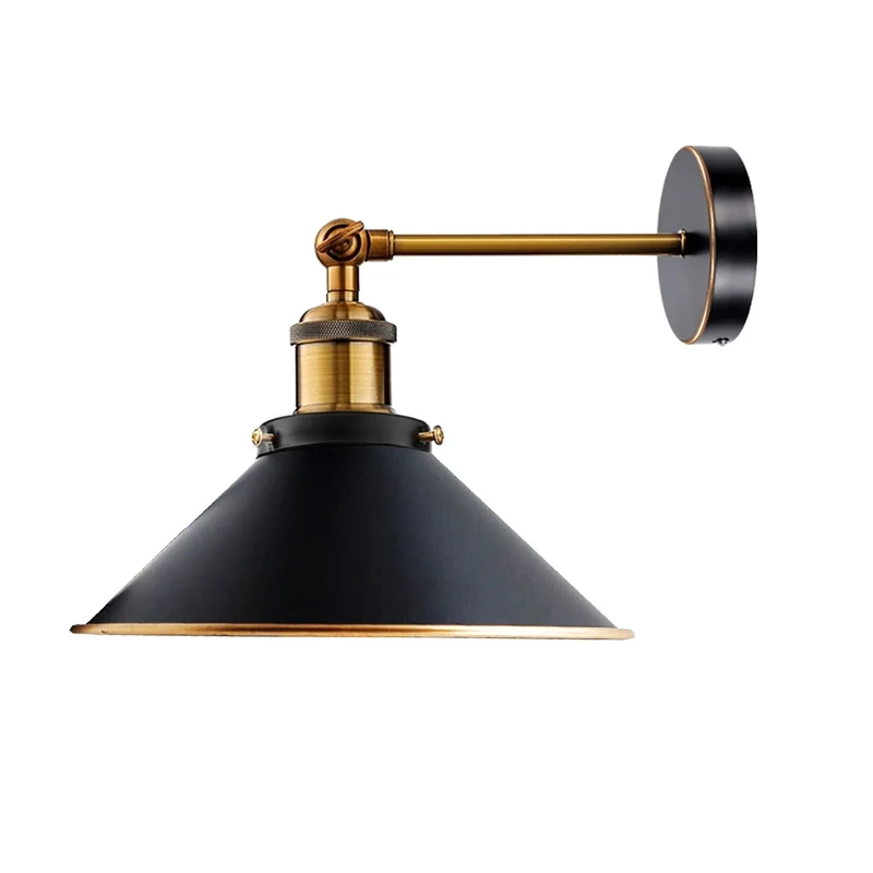 Wandleuchte Schwarz Gold – Vintage Verstellbare Wandlampe | Ø 22cm | E27 ~4002