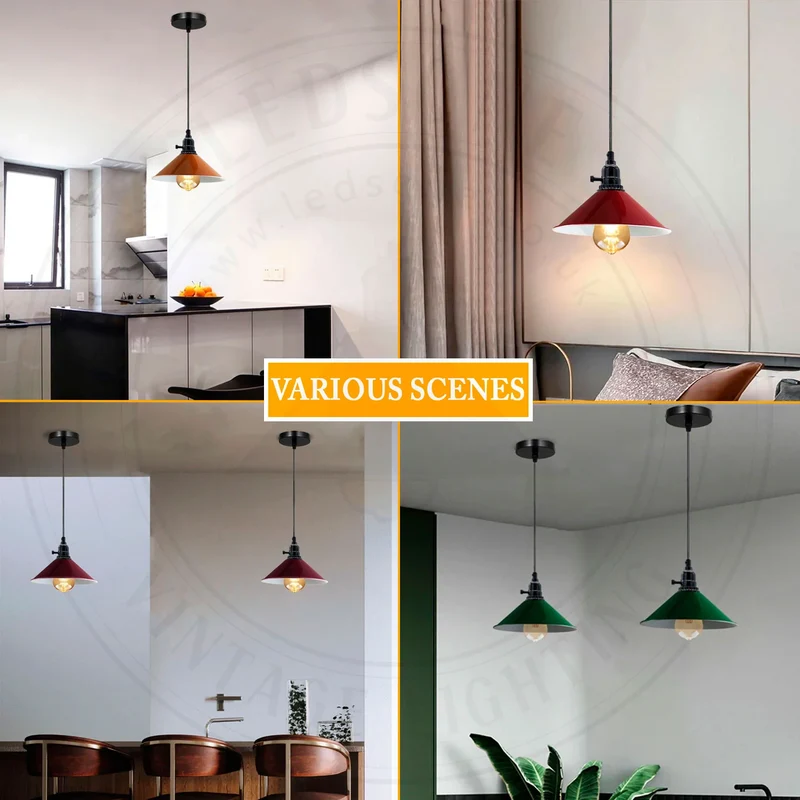 Industrie Pendelleuchte mit Drehschalter – E27 Retro Bunte Küchenlampe~ 3362
