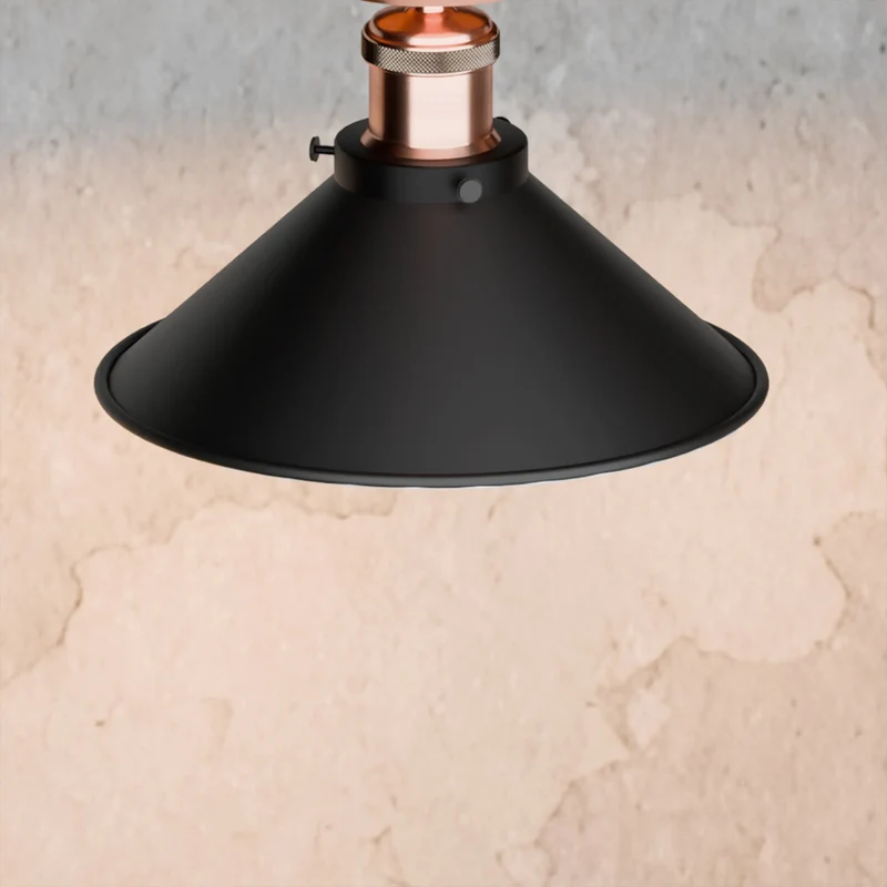 Unterputz Deckenleuchte Kupfer Schwarz – Industrie Trichterlampe | Ø 22cm | E27 ~3982