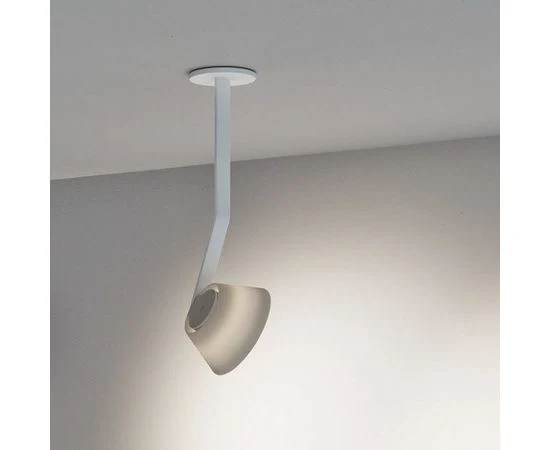 Occhio - Deckenleuchte lei soffitto flat SE 30cm flat Kopf weiß matt / Gestell chrom matt