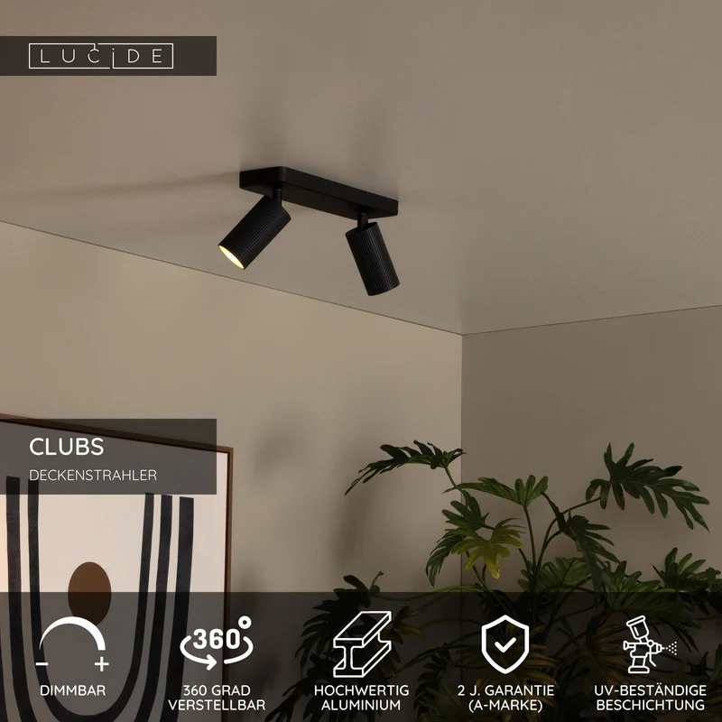 Deckenstrahler Clubs 2-flammig schwenkbar