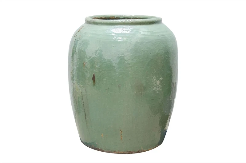 Casa Padrino Luxus Vase Grün Ø 65-70 x H. 75-80 cm - Riesige Bodenvase in Jadegrün im Antik-Look - Luxus Deko Accessoires