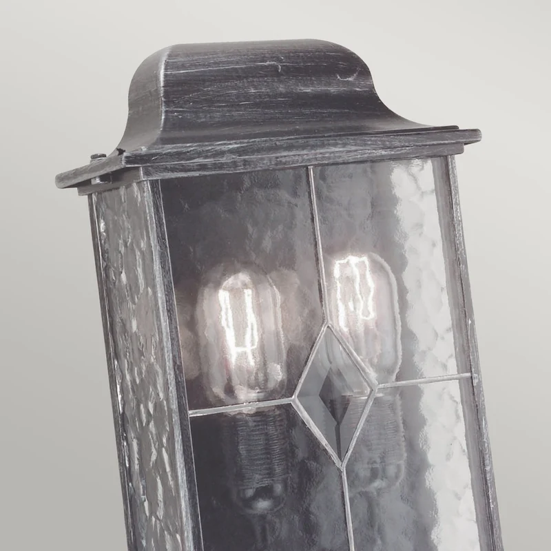 Außen-Wandlaterne Wexford 2-flammig Glas Schwarz, Silber