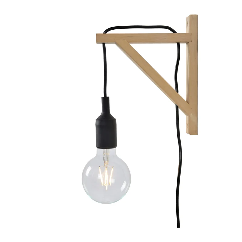Wandleuchte Fix höhenverstellbar aus Holz mit Kabelschalter