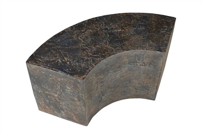 Casa Padrino Luxus Beistelltisch Braun 85 x 38 x H. 40,5 cm - Geschwungenes skulpturales Tisch-Element aus Faserbeton in Schiefer-Optik - Luxus Möbel