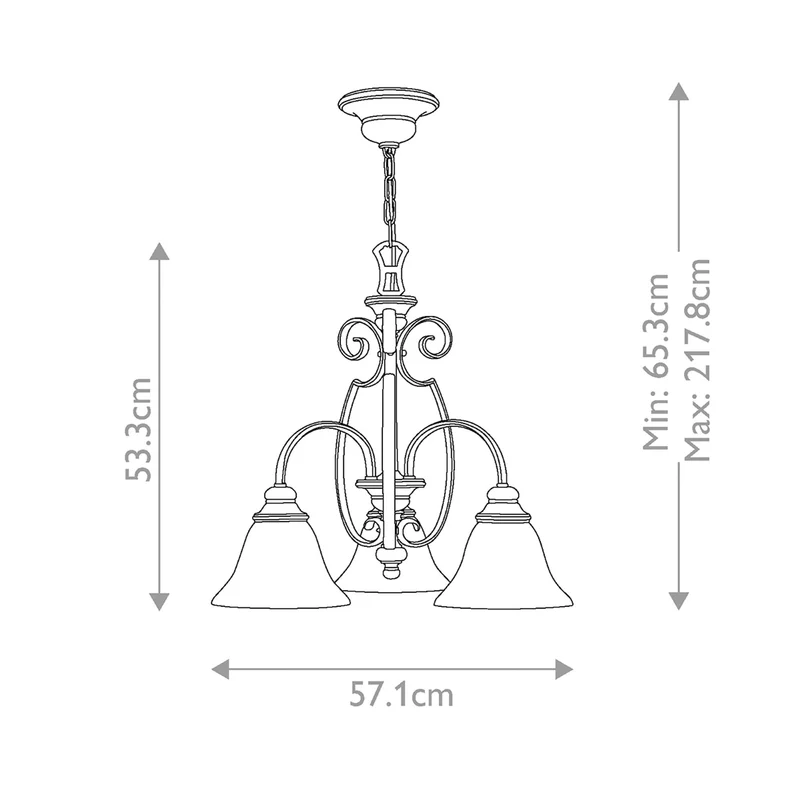Kronleuchter Cello 3-flammig Antikbronze Ø 57cm