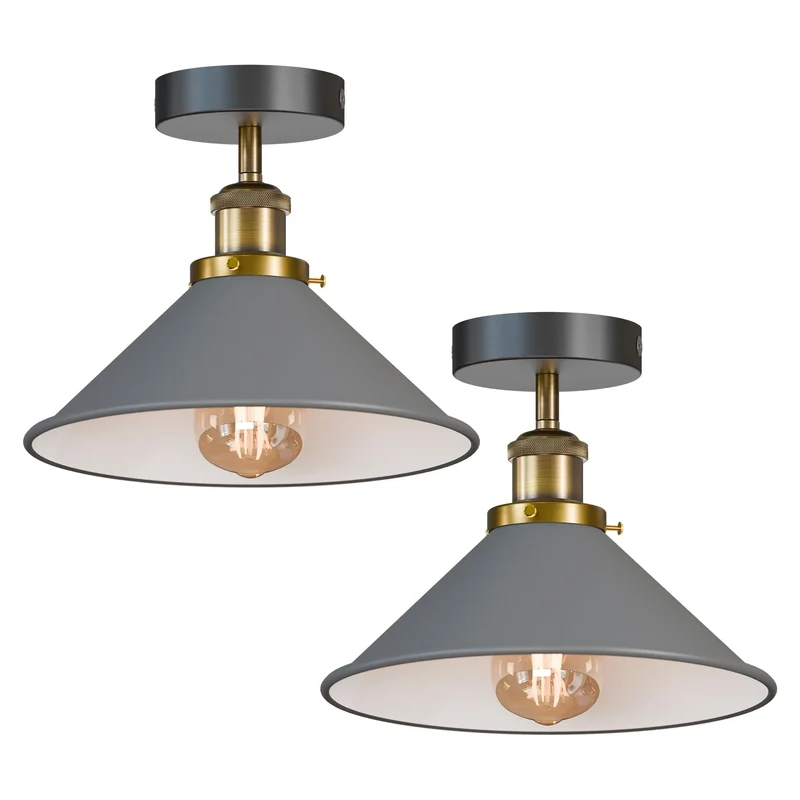 2er Pack Werkstattlampe – Industrie Deckenleuchte Bündig | Ø22cm | E27 ~3945
