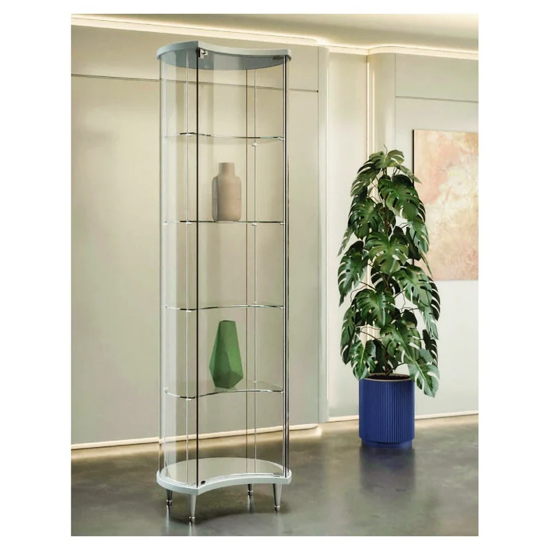 Casa Padrino Luxus Halbmond-Ladenvitrine Ø 56 cm H. 190 cm - Ladeneinrichtung - Boutique Möbel - Made in Italy