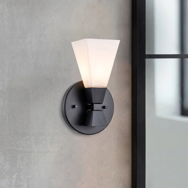 Bad-Wandleuchte Bowtie 1-flammig mit Opalglas IP44 Schwarz