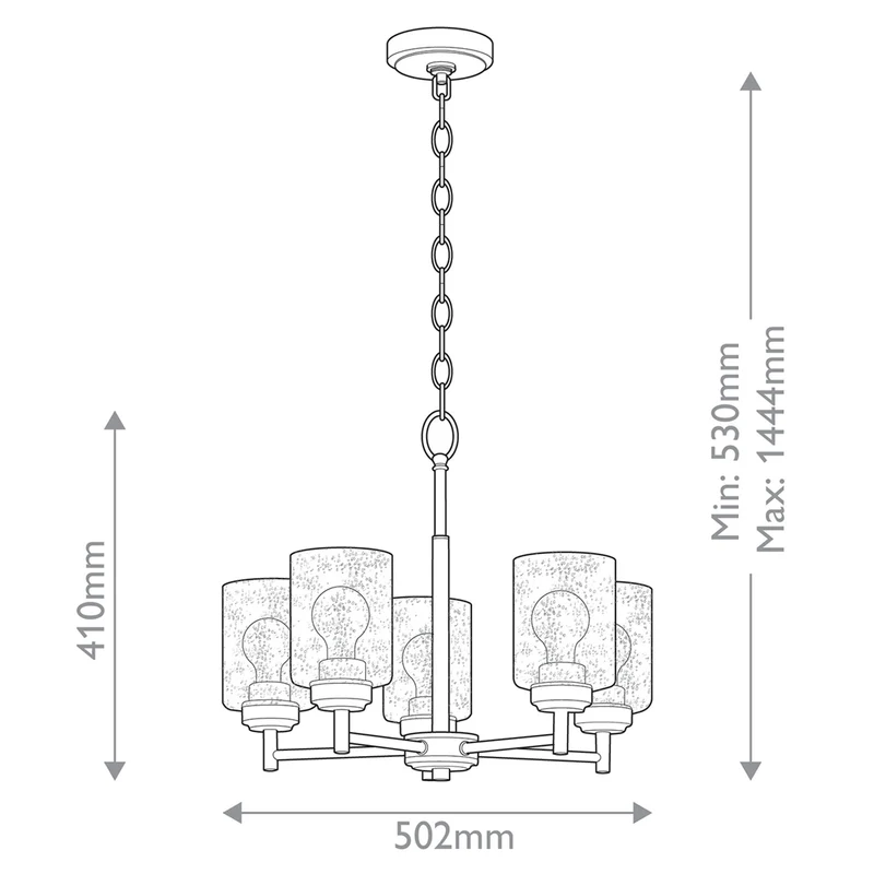 Kronleuchter Winslow 5-flammig Messing Ø 50cm