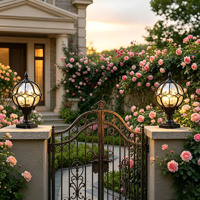 Glazen Bolvormige Tuinlamp Paalverlichting E27 Fitting Weersbestendig voor Hek Terras Oprit Tuin Sfeervol | Sansoti