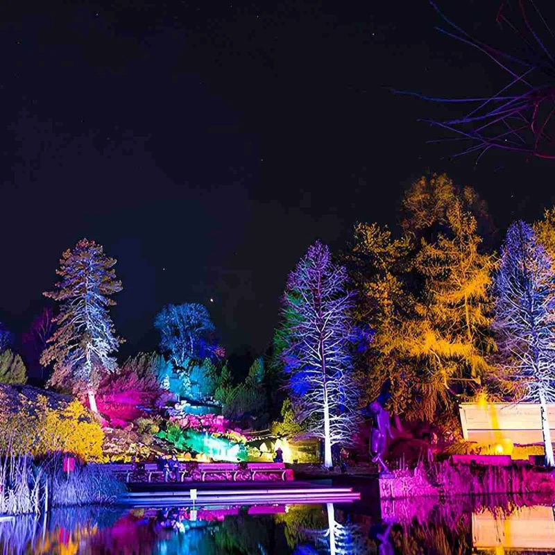 Grijze RGB Buitenspot Aluminium 48W/72W Tuinverlichting Boom IP65 Waterdicht Landschapsverlichting Tuin | Sansoti
