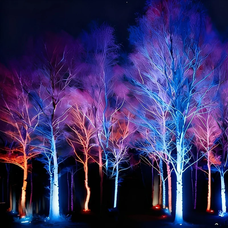 Grijze RGB Buitenspot Aluminium 48W/72W Tuinverlichting Boom IP65 Waterdicht Landschapsverlichting Tuin | Sansoti