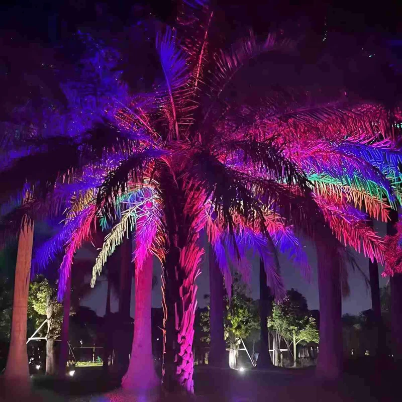 Grijze RGB Buitenspot Aluminium 48W/72W Tuinverlichting Boom IP65 Waterdicht Landschapsverlichting Tuin | Sansoti