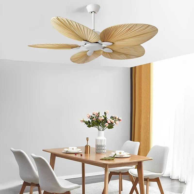 Plafondventilator Palmblad Design Stille DC-motor Afstandsbediening Natuurlijke Luchtstroom Tropisch | Sansoti