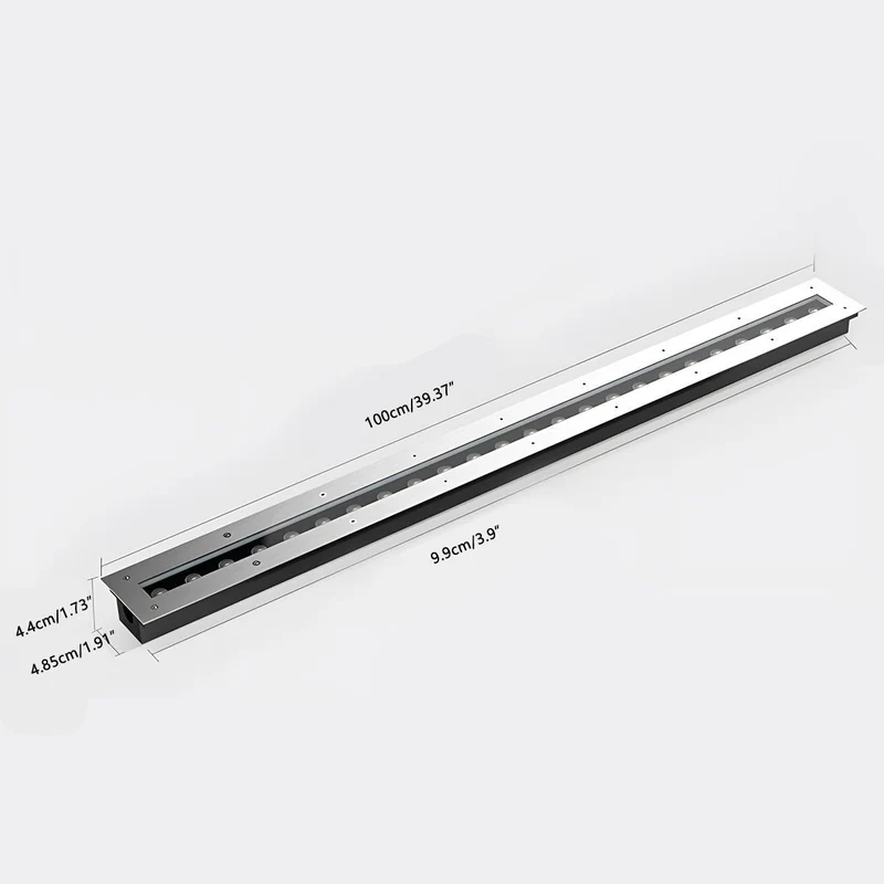 Inbouw LED Lijnspot RVS 100cm Laagspanning 24V IP67 Waterdicht voor Buitenverlichting Tuin Gevel Terras | Sansoti