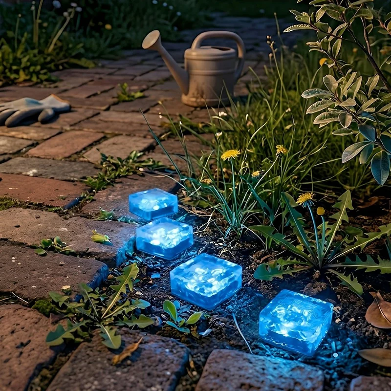 Vierkante IJsblok Tuinverlichting Solar LED Waterdicht Gazon Padverlichting Modern Buitenlamp Terras | Sansoti