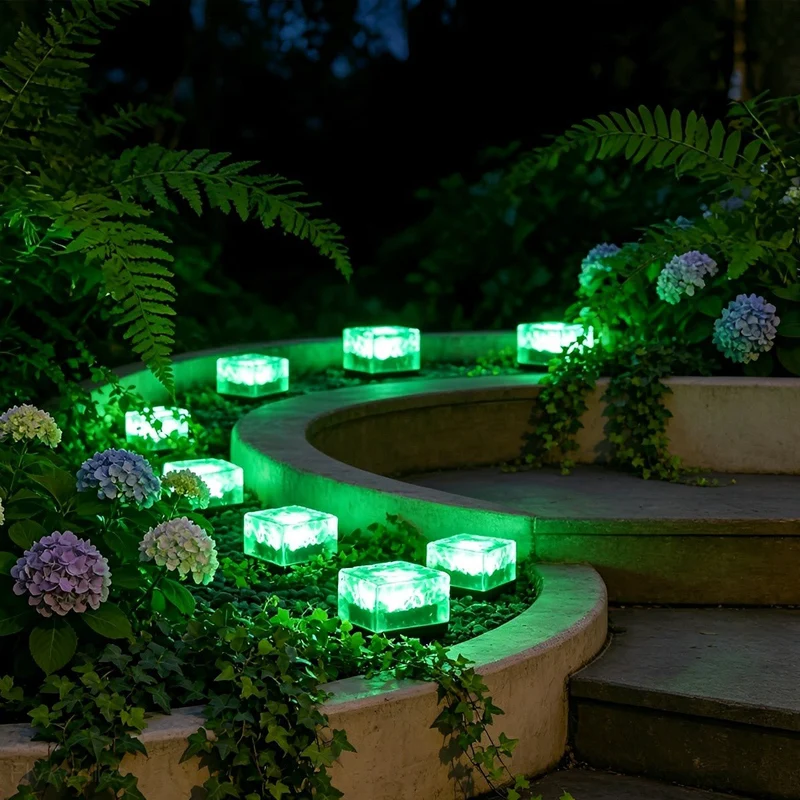 Vierkante IJsblok Tuinverlichting Solar LED Waterdicht Gazon Padverlichting Modern Buitenlamp Terras | Sansoti