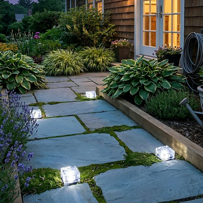 Vierkante IJsblok Tuinverlichting Solar LED Waterdicht Gazon Padverlichting Modern Buitenlamp Terras | Sansoti