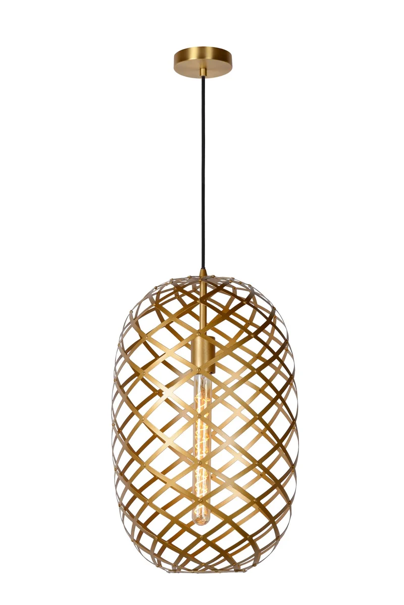 Pendelleuchte Wolfram oval höhenverstellbar mit elliptischen Metallringen Ø 32cm