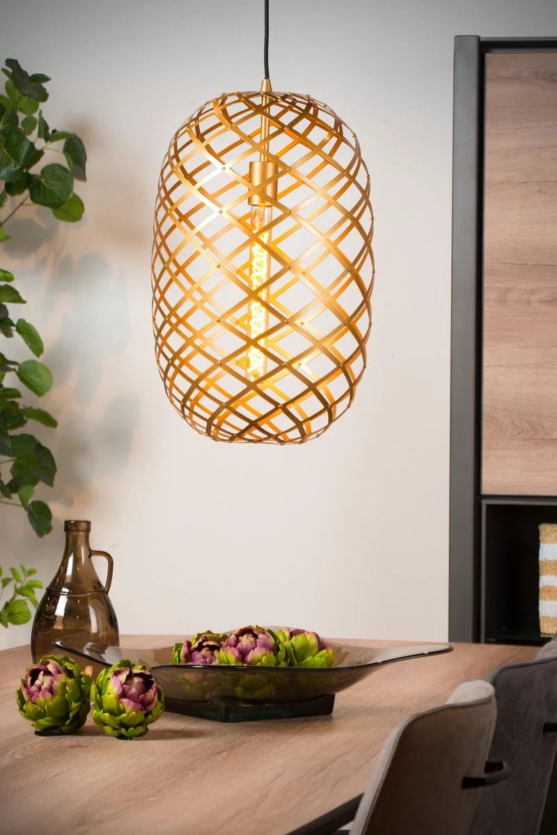 Pendelleuchte Wolfram oval höhenverstellbar mit elliptischen Metallringen Ø 32cm