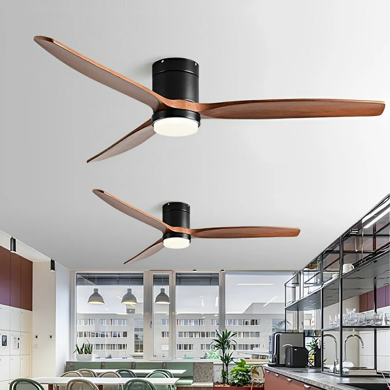 Plafondventilator met Verlichting 6 Snelheden DC-Motor Houten Bladen Instelbare Kleurtemperatuur Ventilator | Sansoti