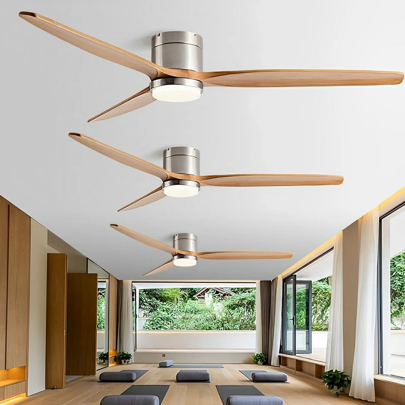 Plafondventilator met Verlichting 6 Snelheden DC-Motor Houten Bladen Instelbare Kleurtemperatuur Ventilator | Sansoti
