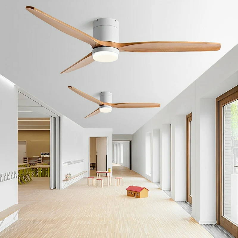 Plafondventilator met Verlichting 6 Snelheden DC-Motor Houten Bladen Instelbare Kleurtemperatuur Ventilator | Sansoti