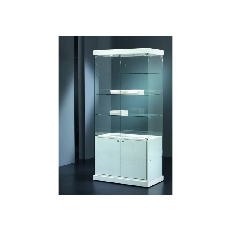 Casa Padrino Luxus Ladenvitrine 93 x 53 cm H. 200 cm mit 4 LED-Spots mit Unterschrank H. 60 cm - Ladeneinrichtung - Boutique Möbel - Made in Italy