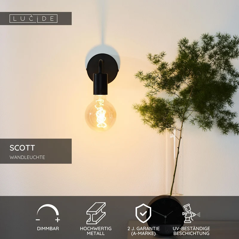 Wandleuchte Scott aus matt lackiertem Metall