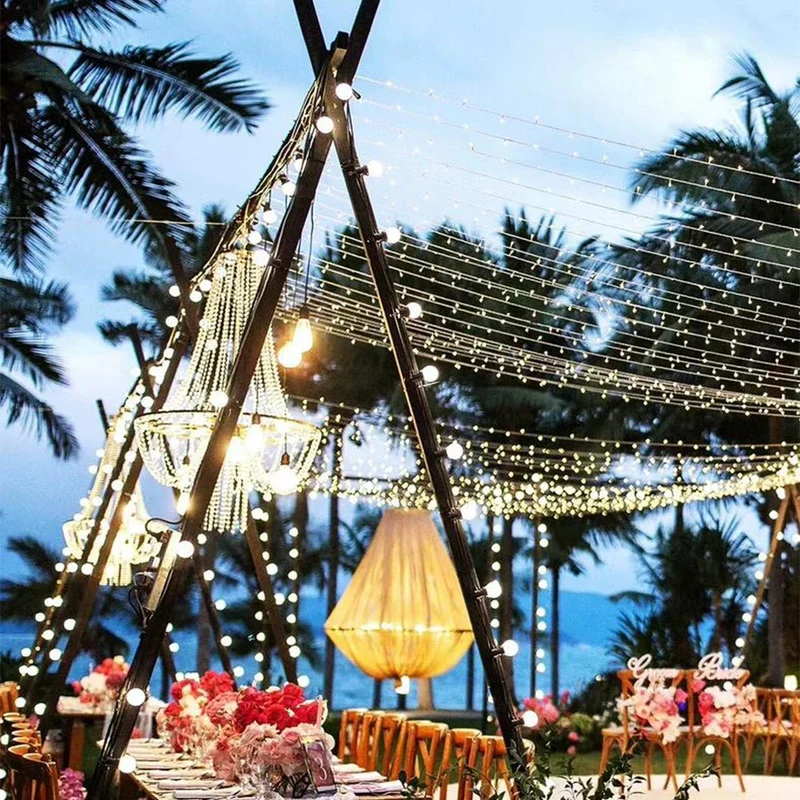LED Kristallen Kroonluchter Waterdicht 12V Laagspanning voor Tuin Terras Bruiloft Feestverlichting Goud Helder | Sansoti
