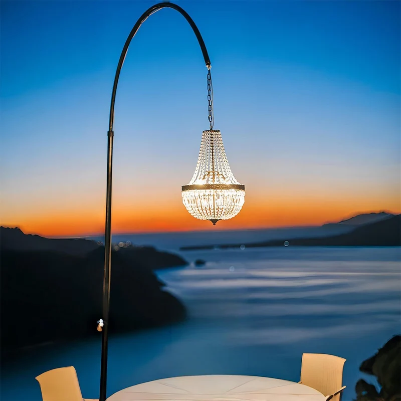 LED Kristallen Kroonluchter Waterdicht 12V Laagspanning voor Tuin Terras Bruiloft Feestverlichting Goud Helder | Sansoti