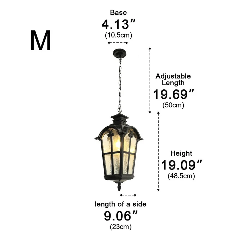 Hanglamp Tuin Zwart Lantaarn LED Waterdicht Aluminium IP56 Verstelbaar voor Terras Veranda Pergola Buiten | Sansoti