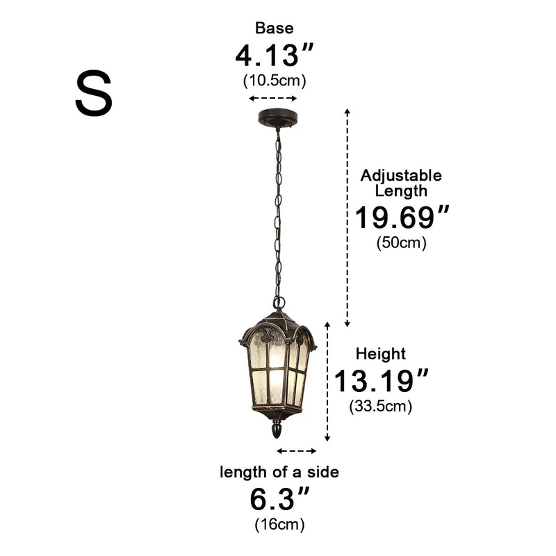 Hanglamp Tuin Zwart Lantaarn LED Waterdicht Aluminium IP56 Verstelbaar voor Terras Veranda Pergola Buiten | Sansoti