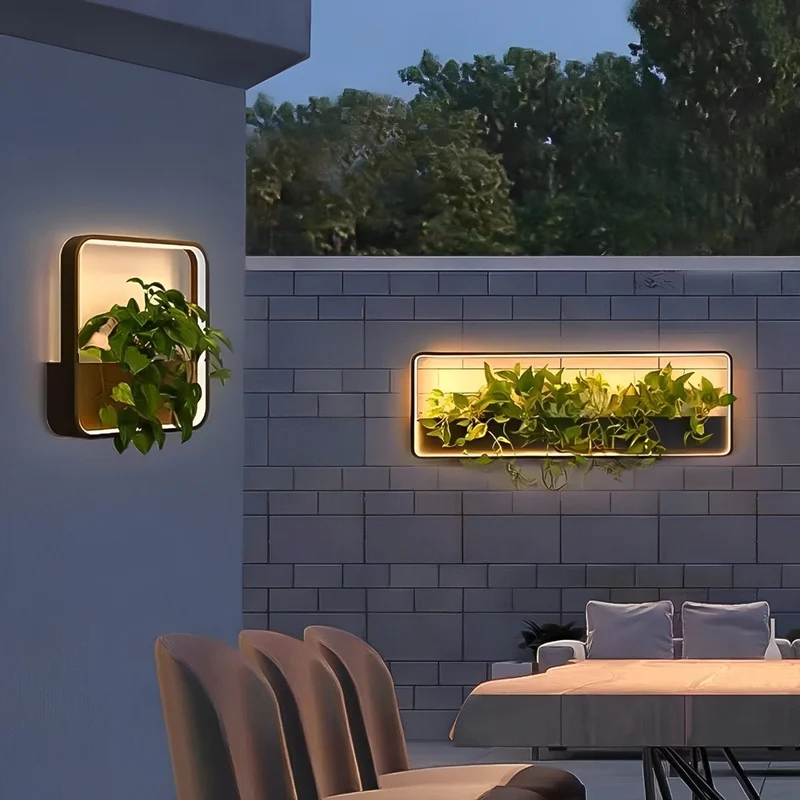 Wandlamp voor Buiten met Geïntegreerde Plantenbak Zonne-Energie LED Zwart Waterdicht Tuinverlichting Terras | Sansoti