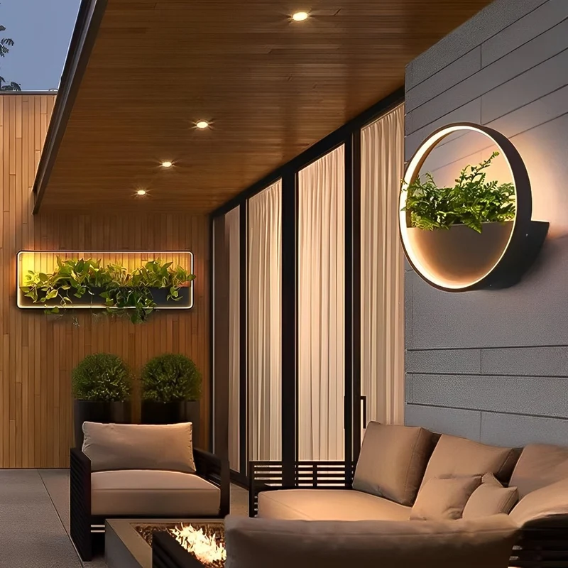 Wandlamp voor Buiten met Geïntegreerde Plantenbak Zonne-Energie LED Zwart Waterdicht Tuinverlichting Terras | Sansoti
